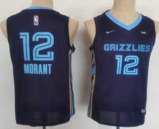Youth Memphis Grizzlies #12 Ja Morant Black Nike 2021 Stitched Jersey With Sponsor->washington wizards->NBA Jersey